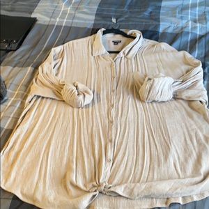 Tan/taupe button down camp shirt